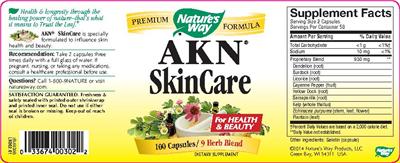 Photo of the Nature's Way AKN Skin Care label