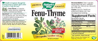 Photo of the Nature's Way Fenu-Thyme label