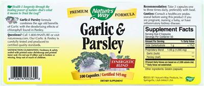 Photo of the Nature's Way Garlic & Parsley label