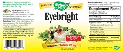 Photo of the Nature's Way Eyebright label