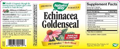 Photo of the Nature's Way Echinacea Goldenseal label