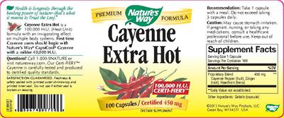 Photo of the Nature's Way Cayenne Extra Hot label
