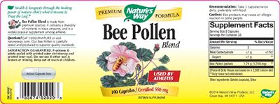 Photo of the Nature's Way Bee Pollen Blend label