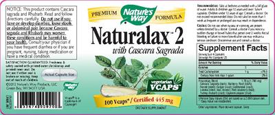 Photo of the Nature's Way Naturalax 2 With Cascara Sagrada label