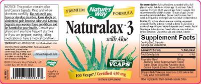 Photo of the Nature's Way Naturalax 3 with Aloe label