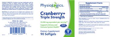Photo of the PhysioLogics Cranberry + Triple Strength label