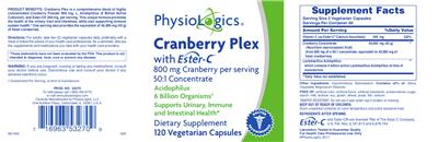 Photo of the PhysioLogics Cranberry Plex with Ester-C label