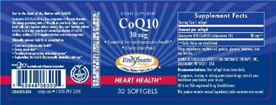 Photo of the Enzymatic Therapy CoQ10 30 mg label