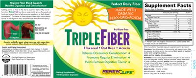 Photo of the Renew Life Triple Fiber label