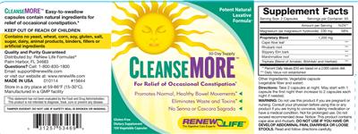 Photo of the Renew Life CleanseMORE label