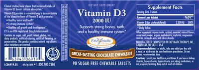 Photo of the Enzymatic Therapy Vitamin D3 2000 IU label