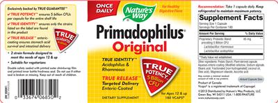 Photo of the Nature's Way Primadophilus Original label