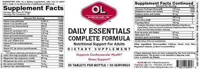 Photo of the OL Olympian Labs Daily Essentials Complete Formula label