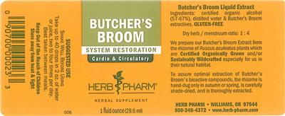 Photo of the Herb Pharm Butcher's Broom label