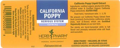 Photo of the Herb Pharm California Poppy label