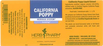 Photo of the Herb Pharm California Poppy label