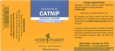 Photo of the Herb Pharm Catnip label