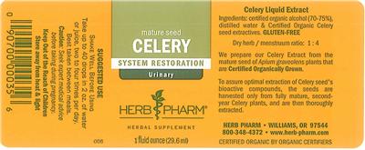 Photo of the Herb Pharm Celery label