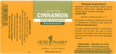 Photo of the Herb Pharm Cinnamon label