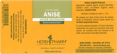 Photo of the Herb Pharm Anise label