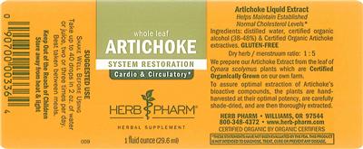 Photo of the Herb Pharm Artichoke label