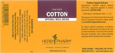 Photo of the Herb Pharm Cotton label