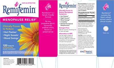 Photo of the Enzymatic Therapy Remifemin label