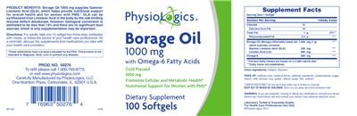 Photo of the PhysioLogics Borage Oil 1000 mg label