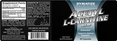 Photo of the Dymatize Nutrition Acetyl L-Carnitine label