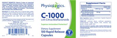Photo of the PhysioLogics C-1000 with Citrus Bioflavonoids label