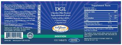 Photo of the Enzymatic Therapy DGL Chocolate-Mint Flavored label