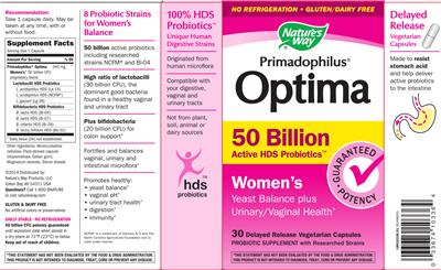 Photo of the Nature's Way Primadophilus Optima label