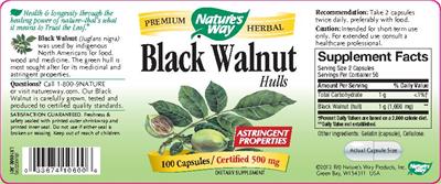 Photo of the Nature's Way Black Walnut Hulls label