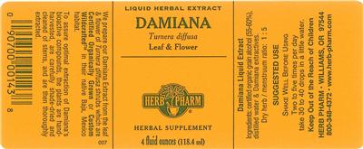 Photo of the Herb Pharm Damiana label
