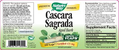 Photo of the Nature's Way Cascara Sagrada Aged Bark label