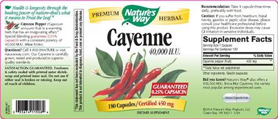 Photo of the Nature's Way Cayenne 40,000 H.U. label