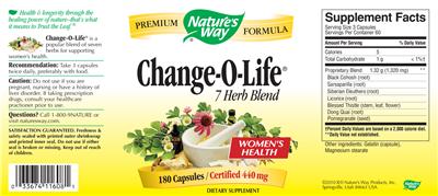 Photo of the Nature's Way Change-O-Life label