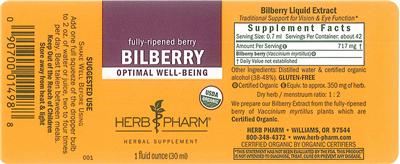Photo of the Herb Pharm Bilberry label