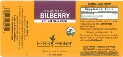Photo of the Herb Pharm Bilberry label