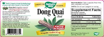 Photo of the Nature's Way Dong Quai Root label
