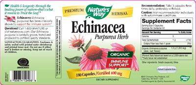 Photo of the Nature's Way Echinacea Purpurea Herb label