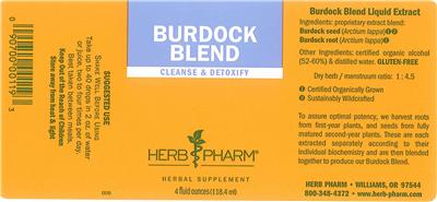 Photo of the Herb Pharm Burdock Blend label
