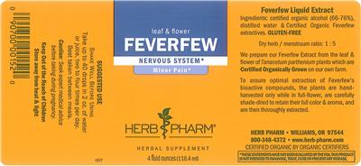 Photo of the Herb Pharm Feverfew label
