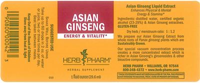 Photo of the Herb Pharm Asian Ginseng label