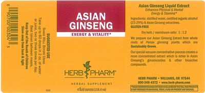 Photo of the Herb Pharm Asian Ginseng label