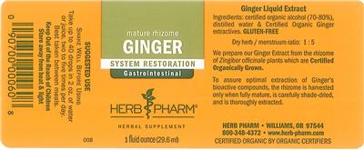 Photo of the Herb Pharm Ginger label