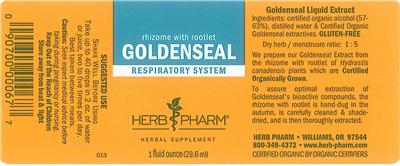 Photo of the Herb Pharm Goldenseal label