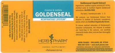 Photo of the Herb Pharm Goldenseal label