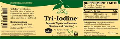 Photo of the Terry Naturally Tri-Iodine 12.5 mg label