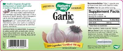Photo of the Nature's Way Garlic Bulb label
